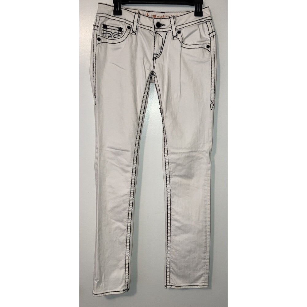 Rock Revival Jeans Women's Size 28 White Denim Jen Straight Embellished Rock